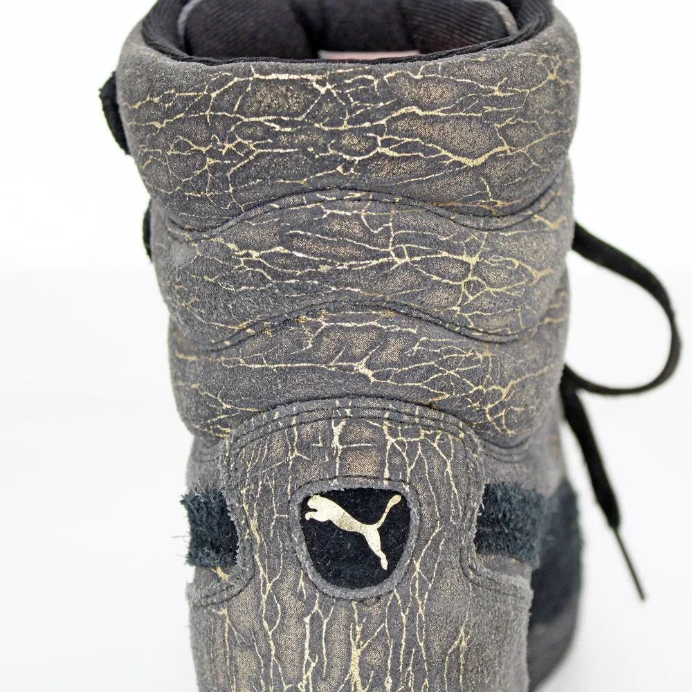 Puma Sky Wedge Gray/Gold Thread Iridescent Womens High Top Sneakers: Size 9.5 - Picture 6 of 9